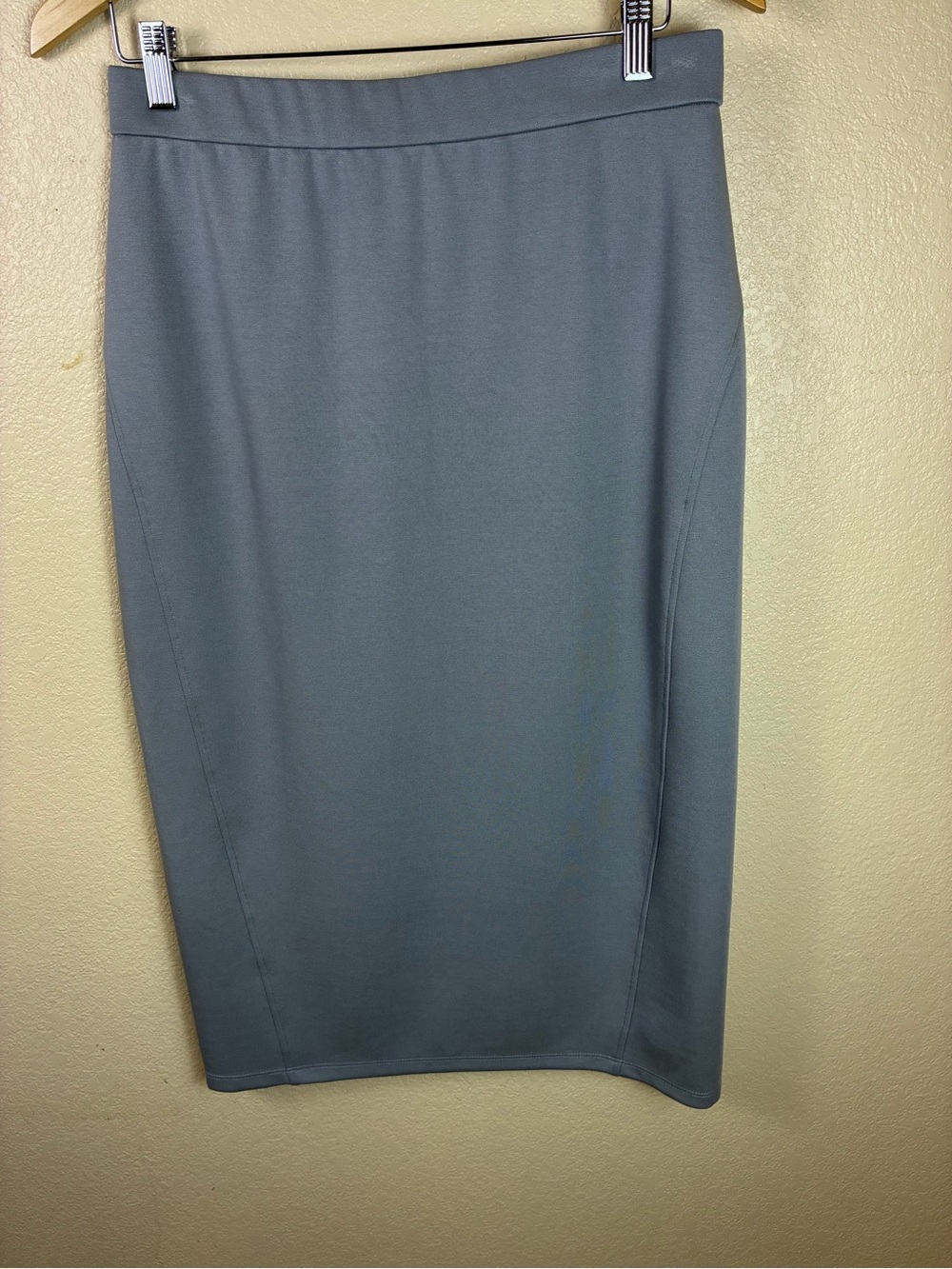 Eileen Fisher Slate Gray Pencil Skirt Stretch Pull On Made in the USA